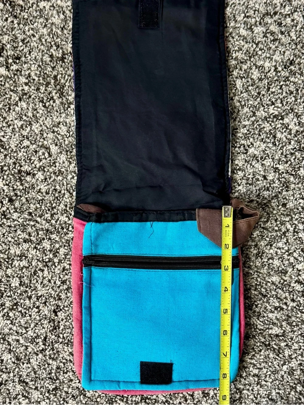 Handmade Vibrant Patchwork Floral Crossbody Bag - Purple, Orange, Green